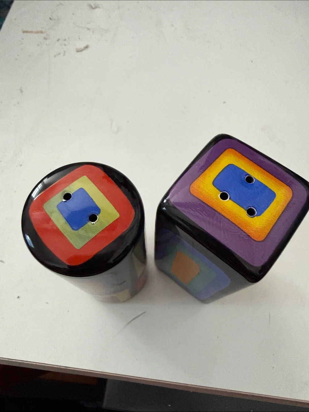 Mary Naylor Colorful Geometric Ceramic Salt and Pepper Shaker Set - Multicolor